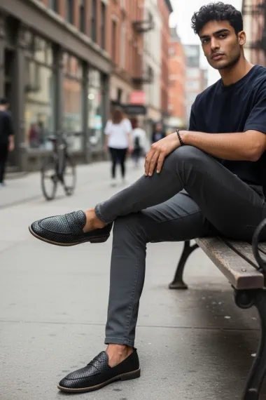 Mocasini barbati negri, tapla subtire, piele eco, comozi 12317 N2.3.4-2